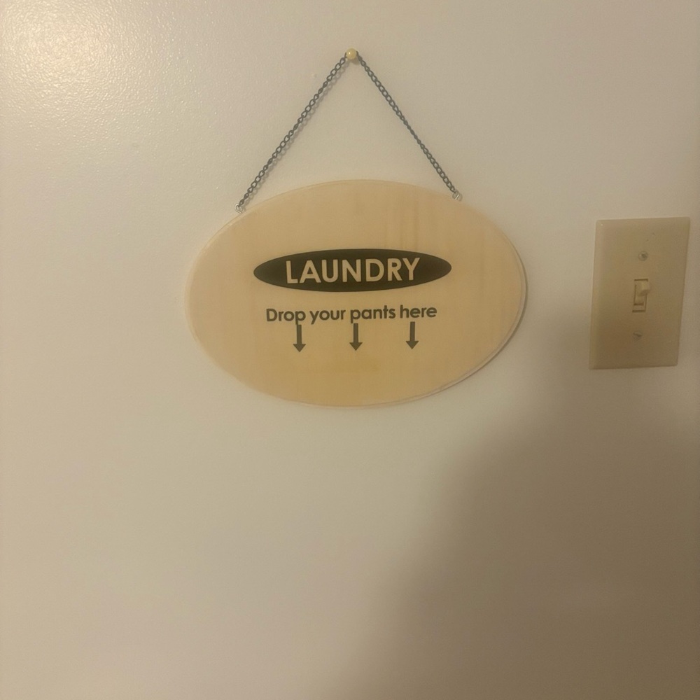 Wooden Laundry Sign with Black Text